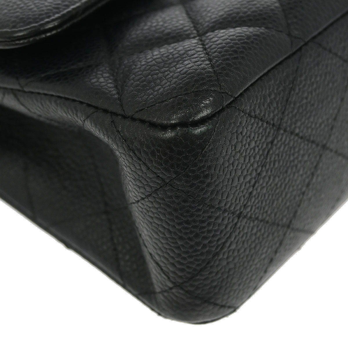 Chanel 2012-2013 Black Caviar Medium Classic Double Flap Shoulder Bag