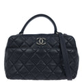 Chanel 2015-2016 Navy Lambskin Trendy CC Bowling Bag