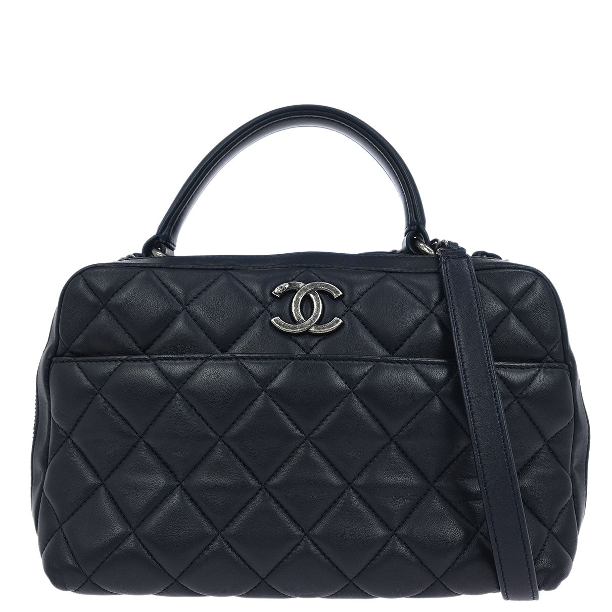Chanel 2015-2016 Navy Lambskin Trendy CC Bowling Bag
