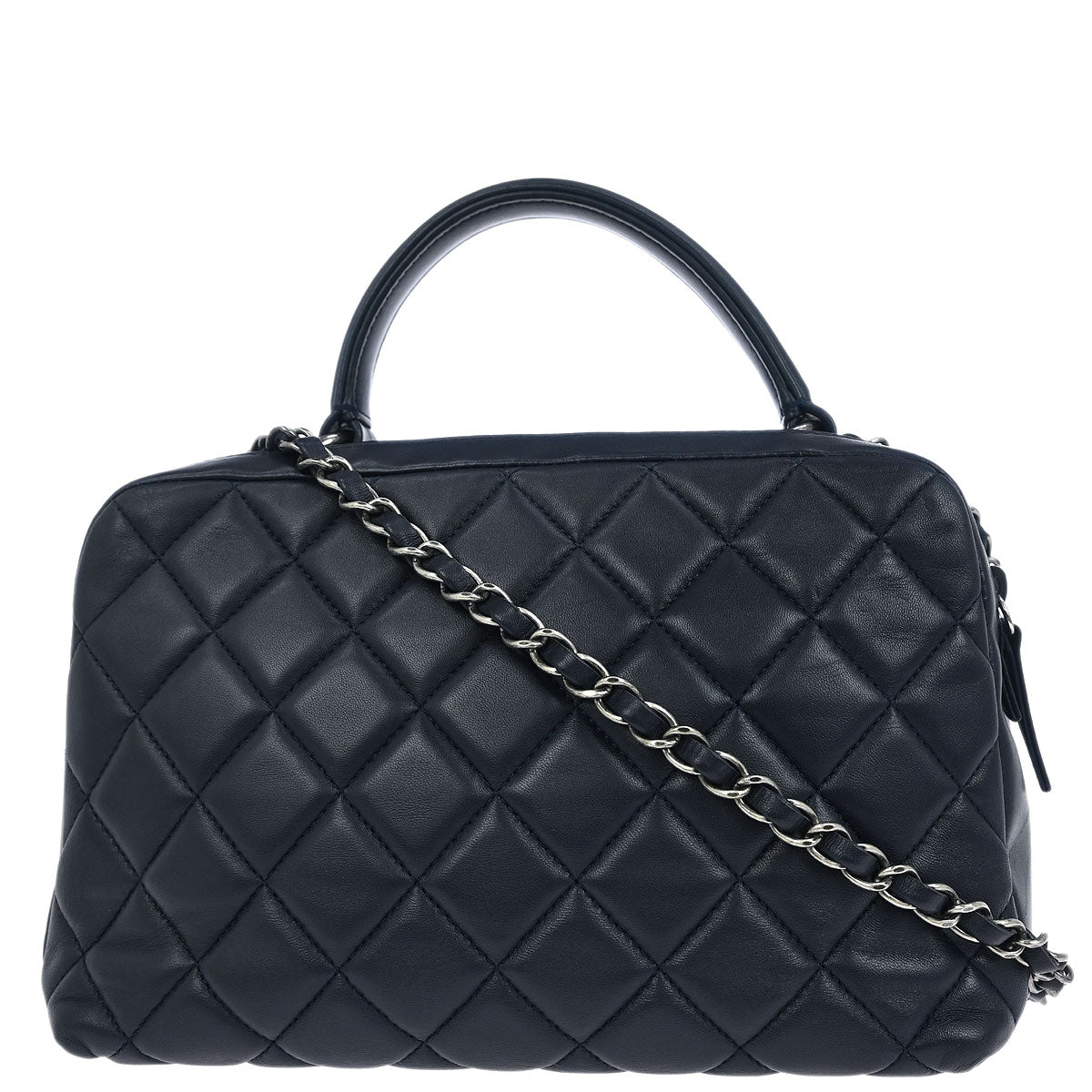 Chanel 2015-2016 Navy Lambskin Trendy CC Bowling Bag