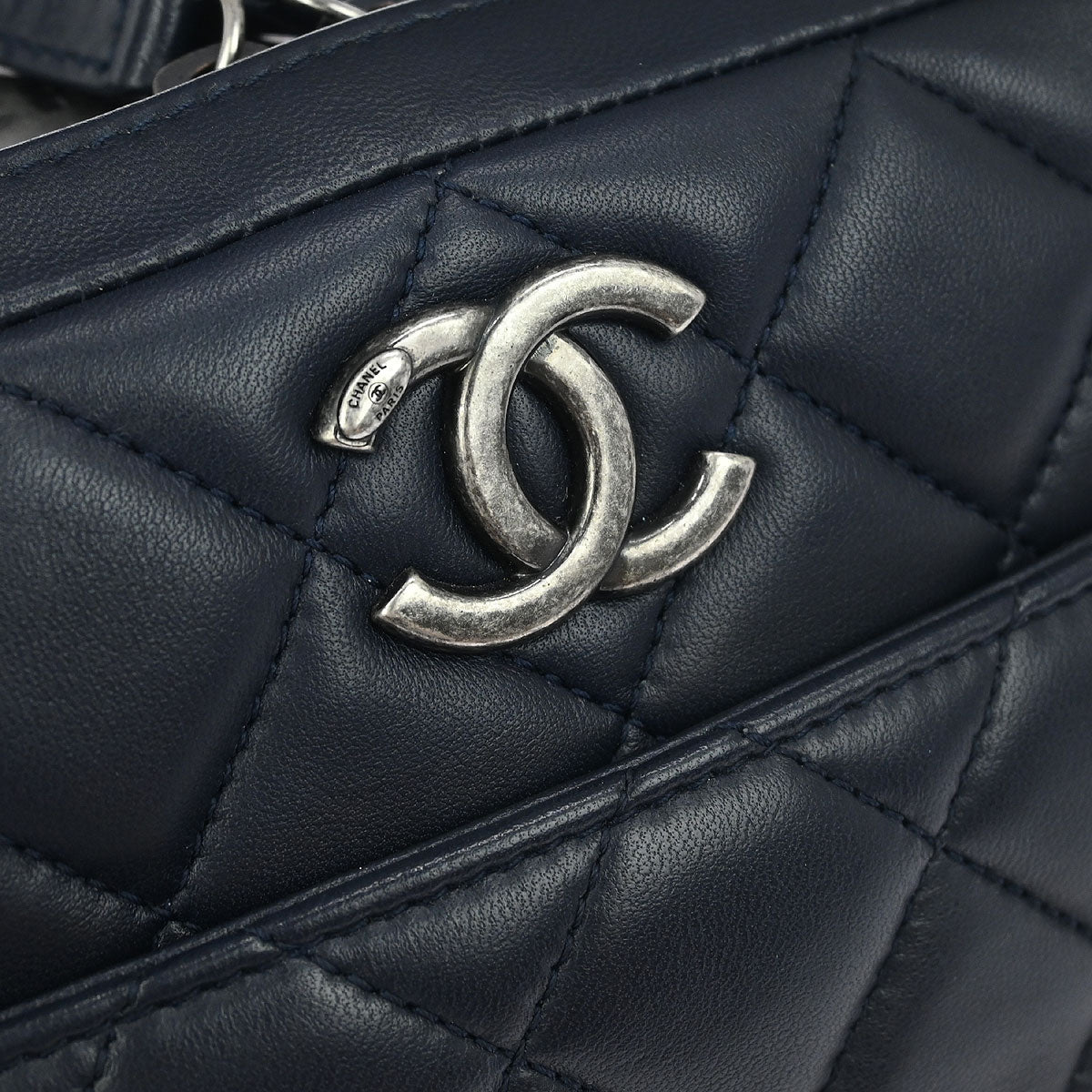 Chanel 2015-2016 Navy Lambskin Trendy CC Bowling Bag