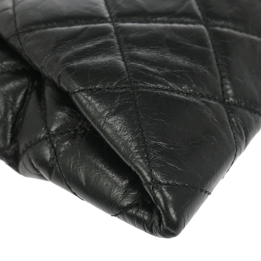 Chanel 2014 Black Calfskin Coco Pleats Clutch Crossbody Bag