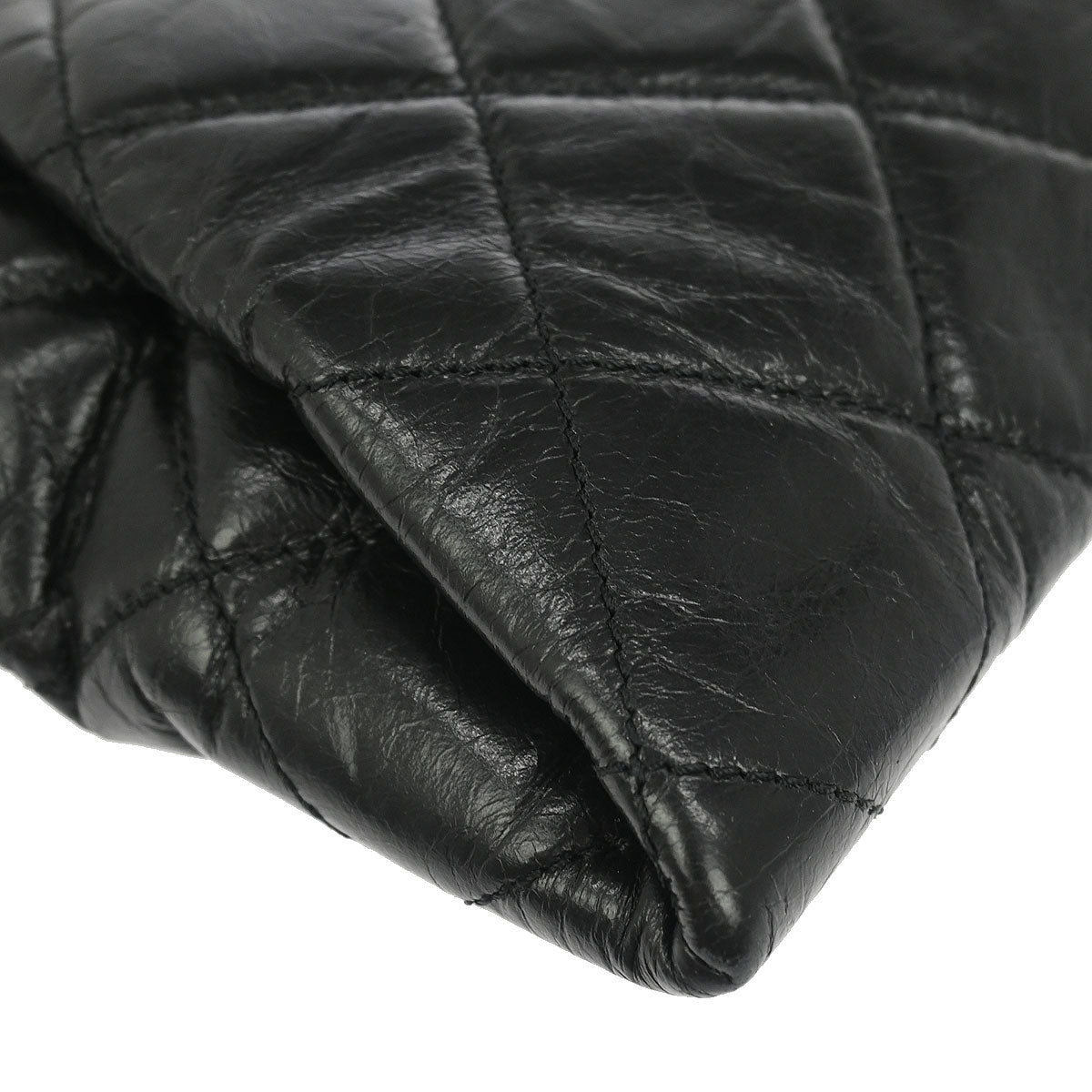 Chanel 2014 Black Calfskin Coco Pleats Clutch Crossbody Bag