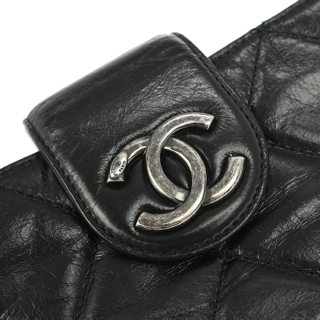 Chanel 2014 Black Calfskin Coco Pleats Clutch Crossbody Bag