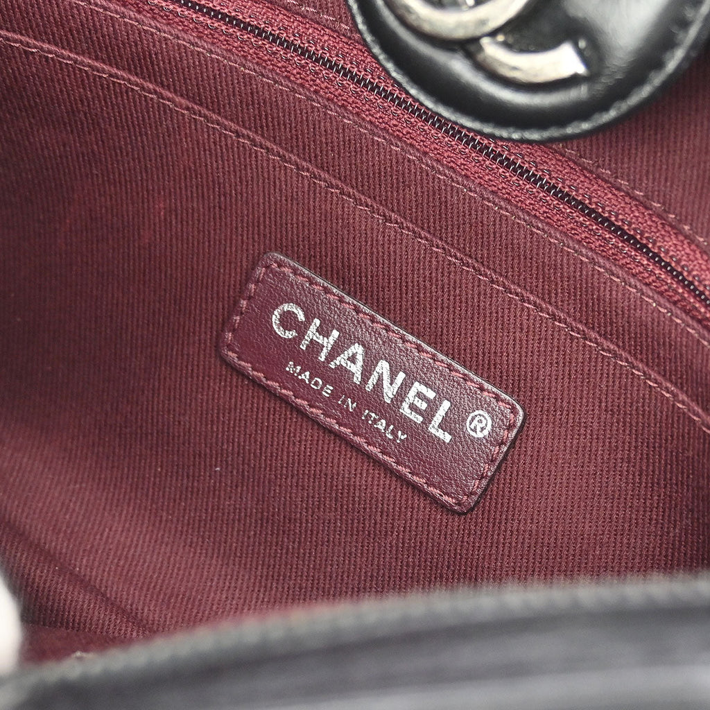 Chanel 2014 Black Calfskin Coco Pleats Clutch Crossbody Bag