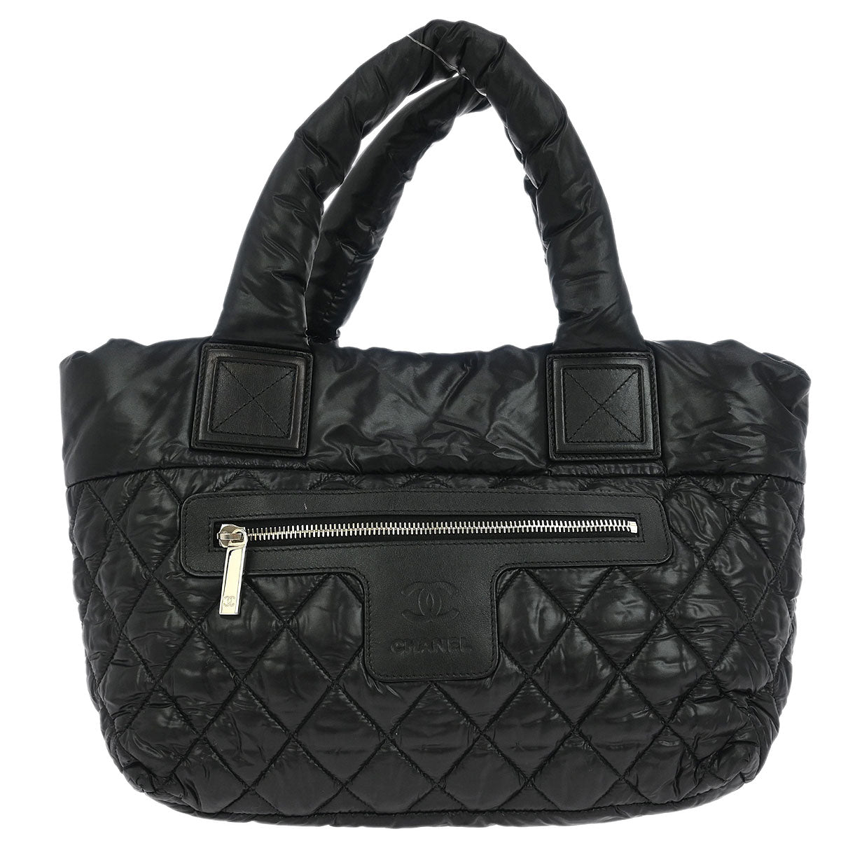 Chanel 2011 Black Nylon Calfskin Coco Cocoon Tote Bag