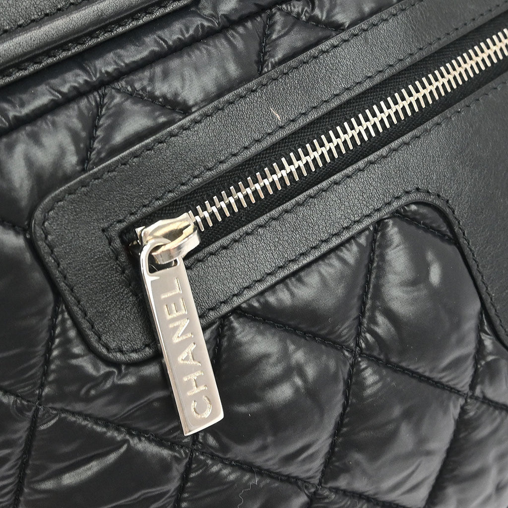 Chanel 2011 Black Nylon Calfskin Coco Cocoon Tote Bag