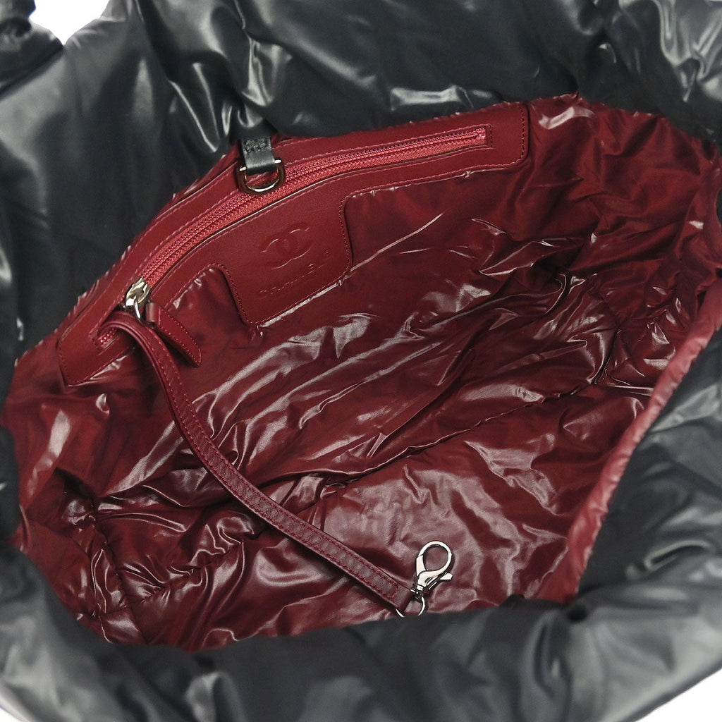Chanel 2011 Black Nylon Calfskin Coco Cocoon Tote Bag