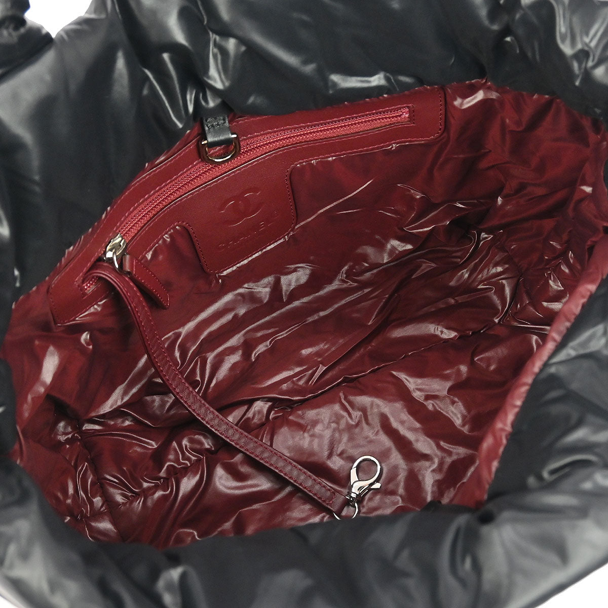 Chanel 2011 Black Nylon Calfskin Coco Cocoon Tote Bag
