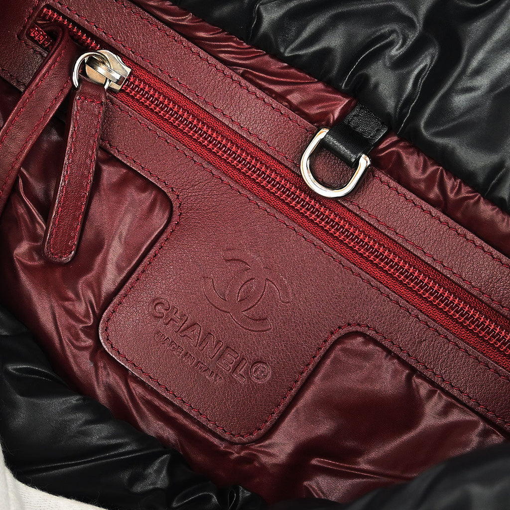 Chanel 2011 Black Nylon Calfskin Coco Cocoon Tote Bag