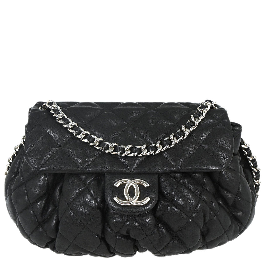 Chanel 2011 Black Calfskin Chain Around Shoulder Bag
