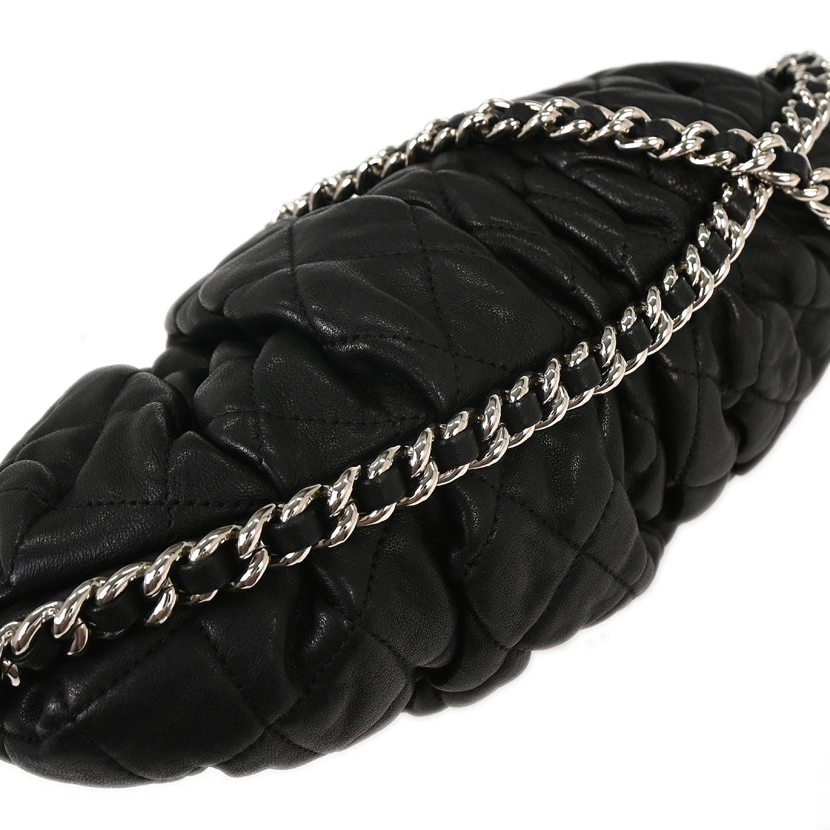 Chanel 2011 Black Calfskin Chain Around Shoulder Bag