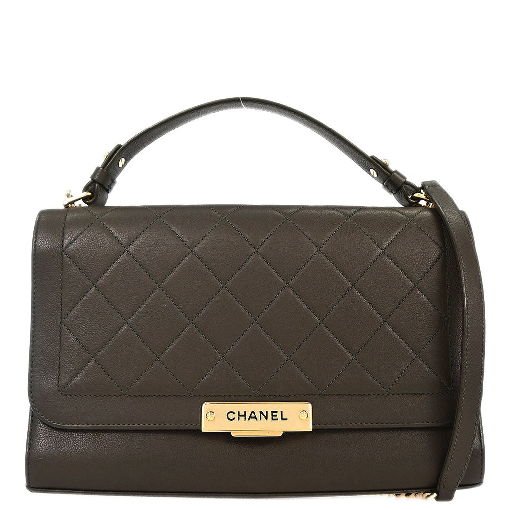 Chanel 2017 Brown Calfskin Label Click Flap Bag