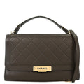 Chanel 2017 Brown Calfskin Label Click Flap Bag