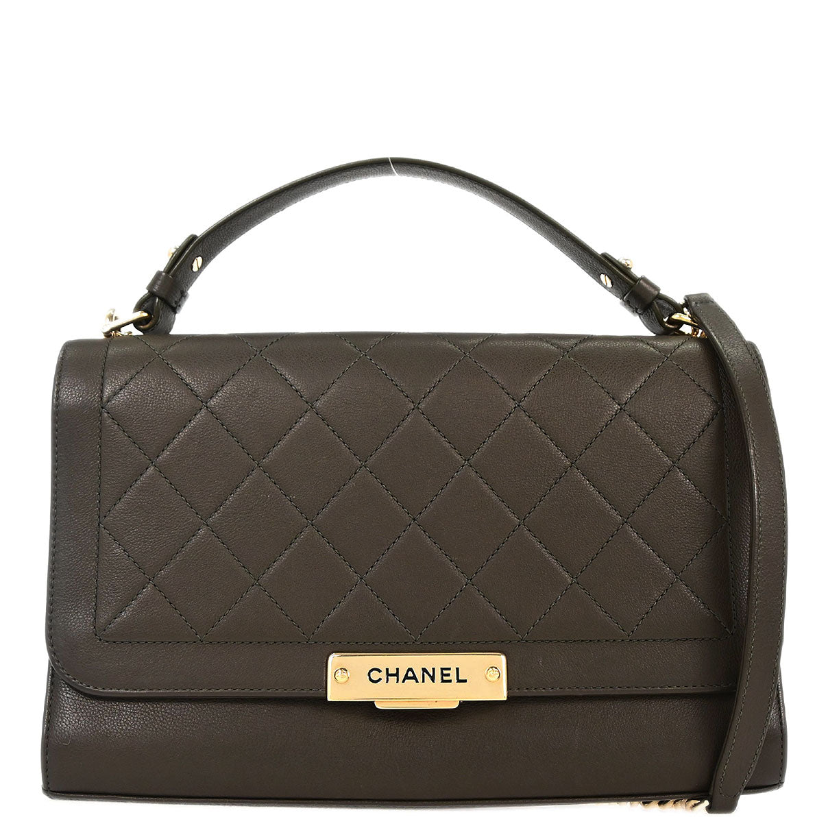 Chanel 2017 Brown Calfskin Label Click Flap Bag
