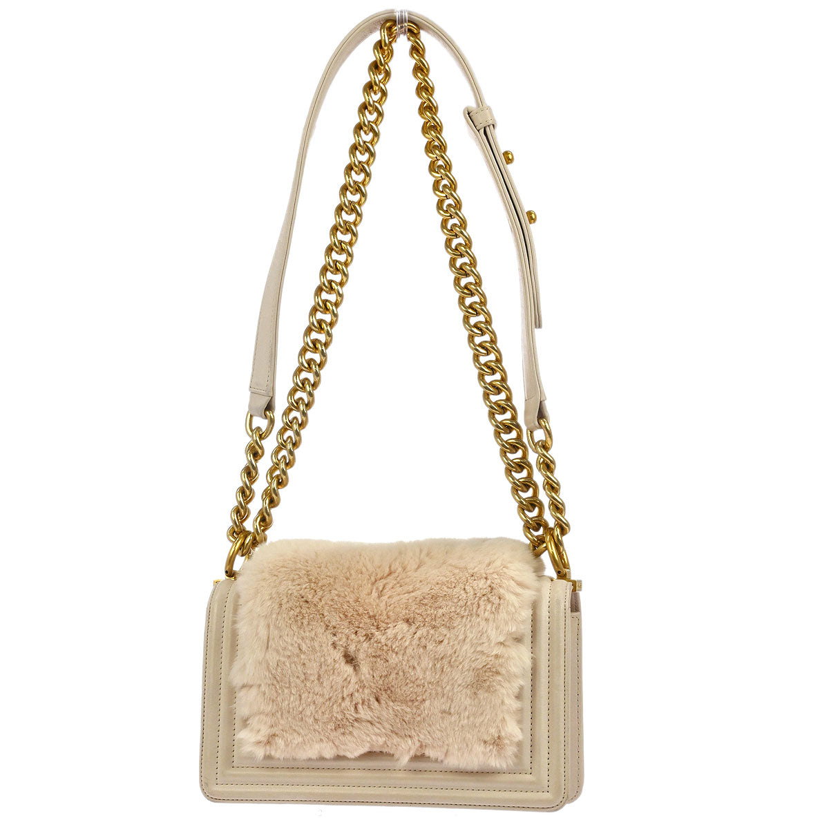 Boy Chanel 2017 Light Pink Fur Lambskin Small Chain Shoulder Bag