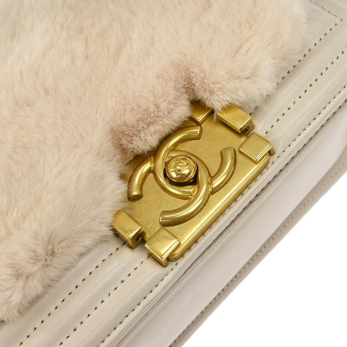 Boy Chanel 2017 Light Pink Fur Lambskin Small Chain Shoulder Bag