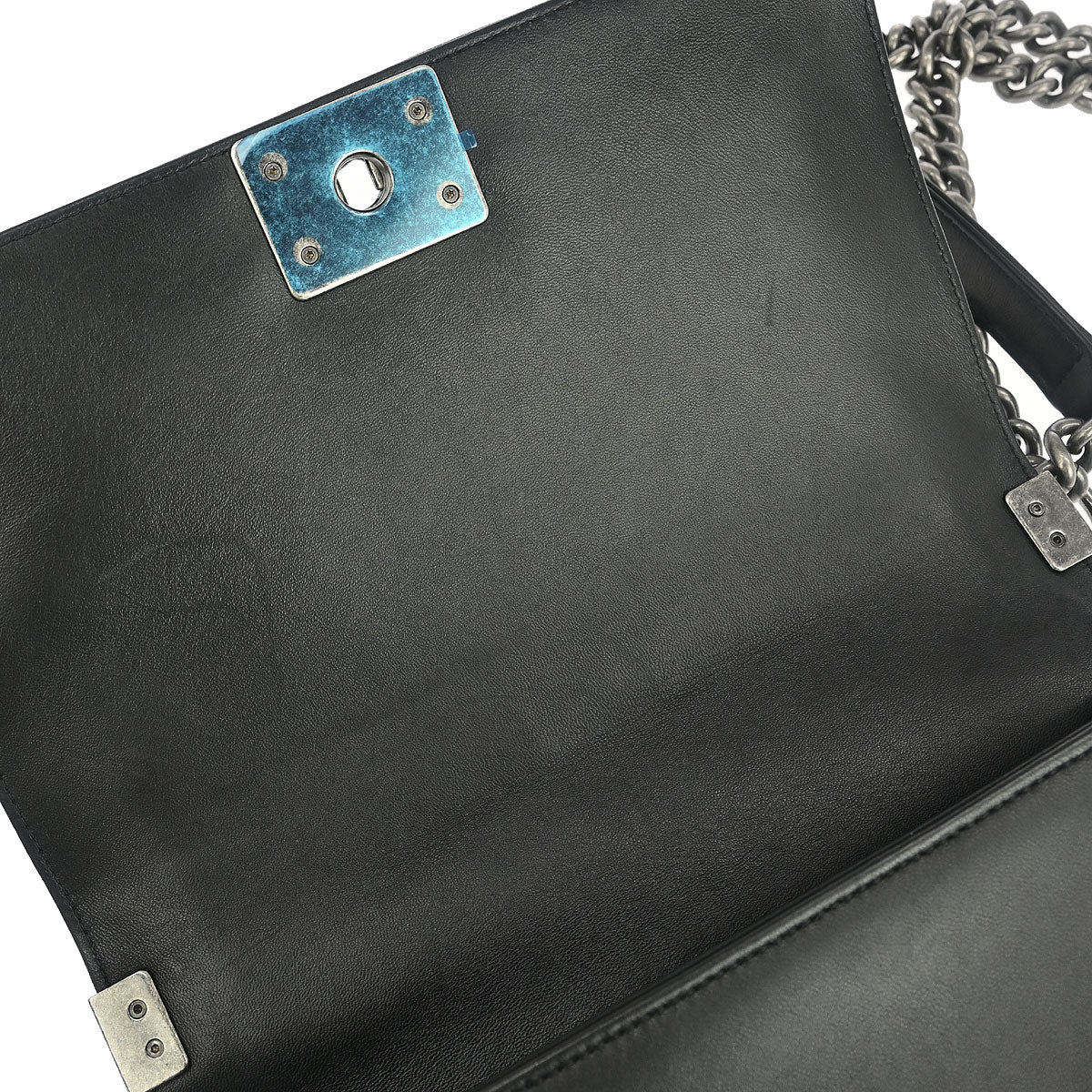 Boy Chanel 2015-2016 Black Fur Lambskin Medium Shoulder Bag