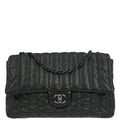 Chanel 2011 Black Lambskin Mademoiselle Jumbo Flap Bag