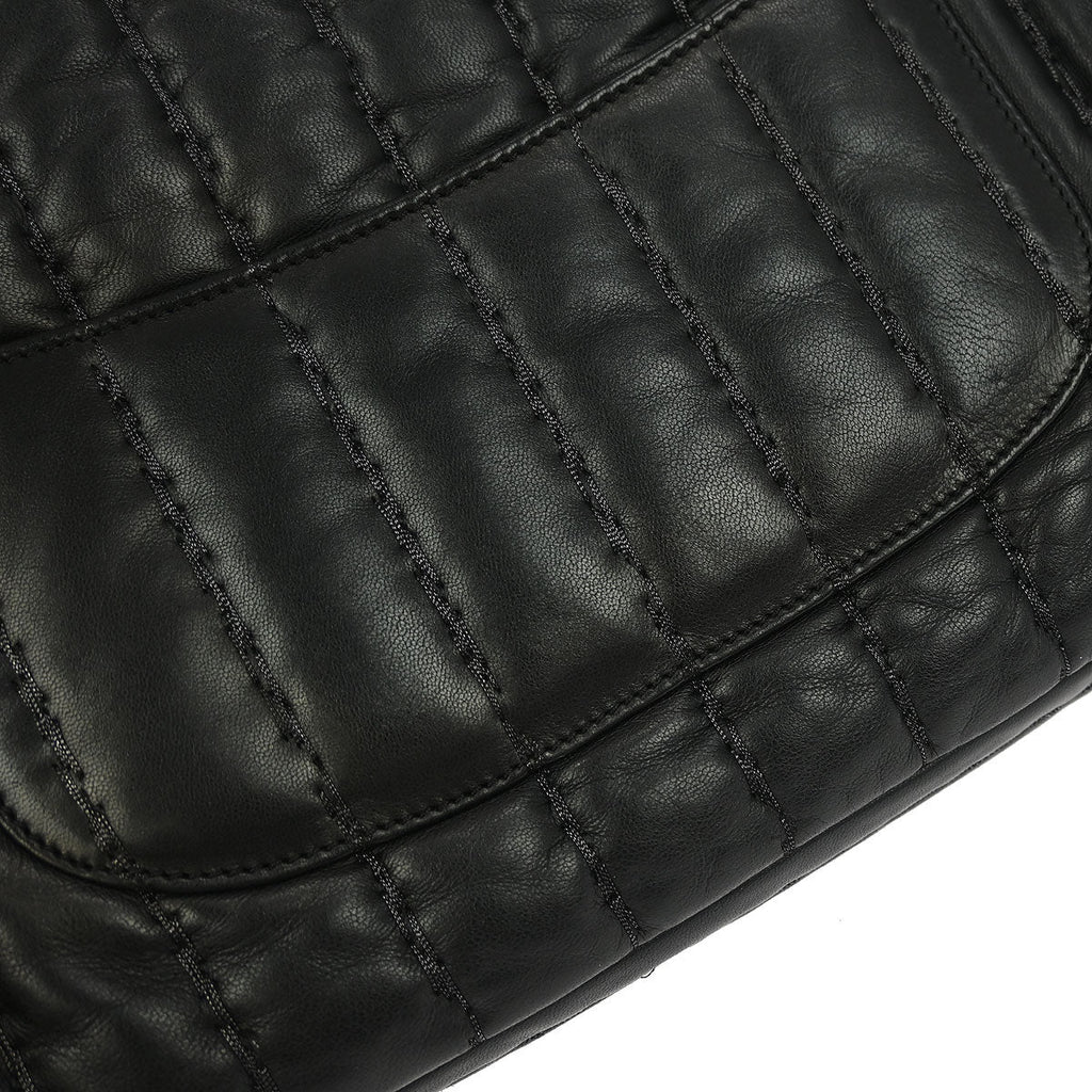 Chanel 2011 Black Lambskin Mademoiselle Jumbo Flap Bag