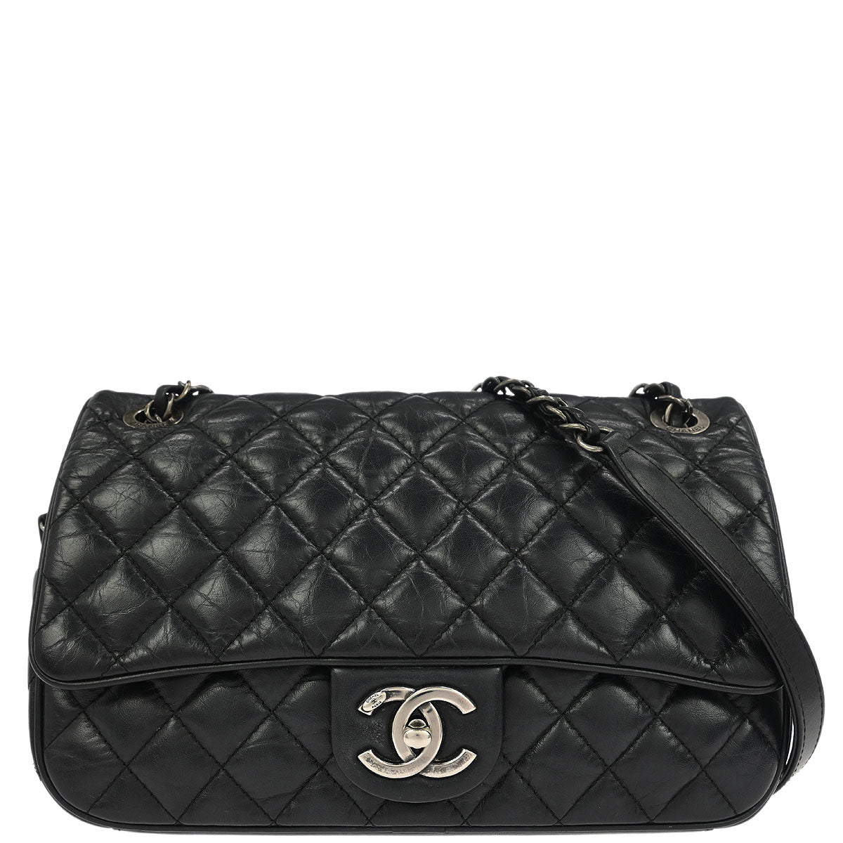 Chanel 2015-2016 Black Lambskin Easy Flap Bag