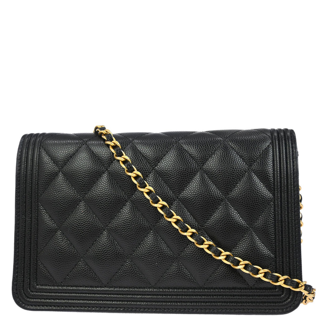 Boy Chanel 2017-2018 Black Caviar WOC Small Wallet on Chain Bag