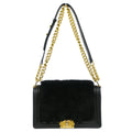 Boy Chanel 2018-2019 Black Fur Lambskin Medium Shoulder Bag