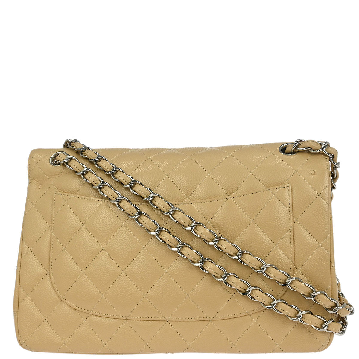 Chanel 2012-2013 Beige Caviar Classic Double Flap Shoulder Bag