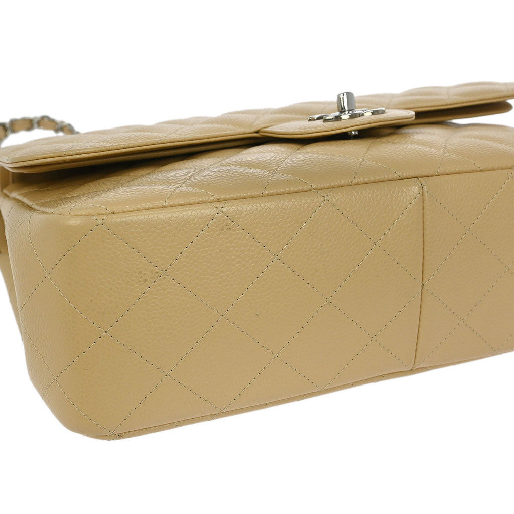 Chanel 2012-2013 Beige Caviar Classic Double Flap Shoulder Bag