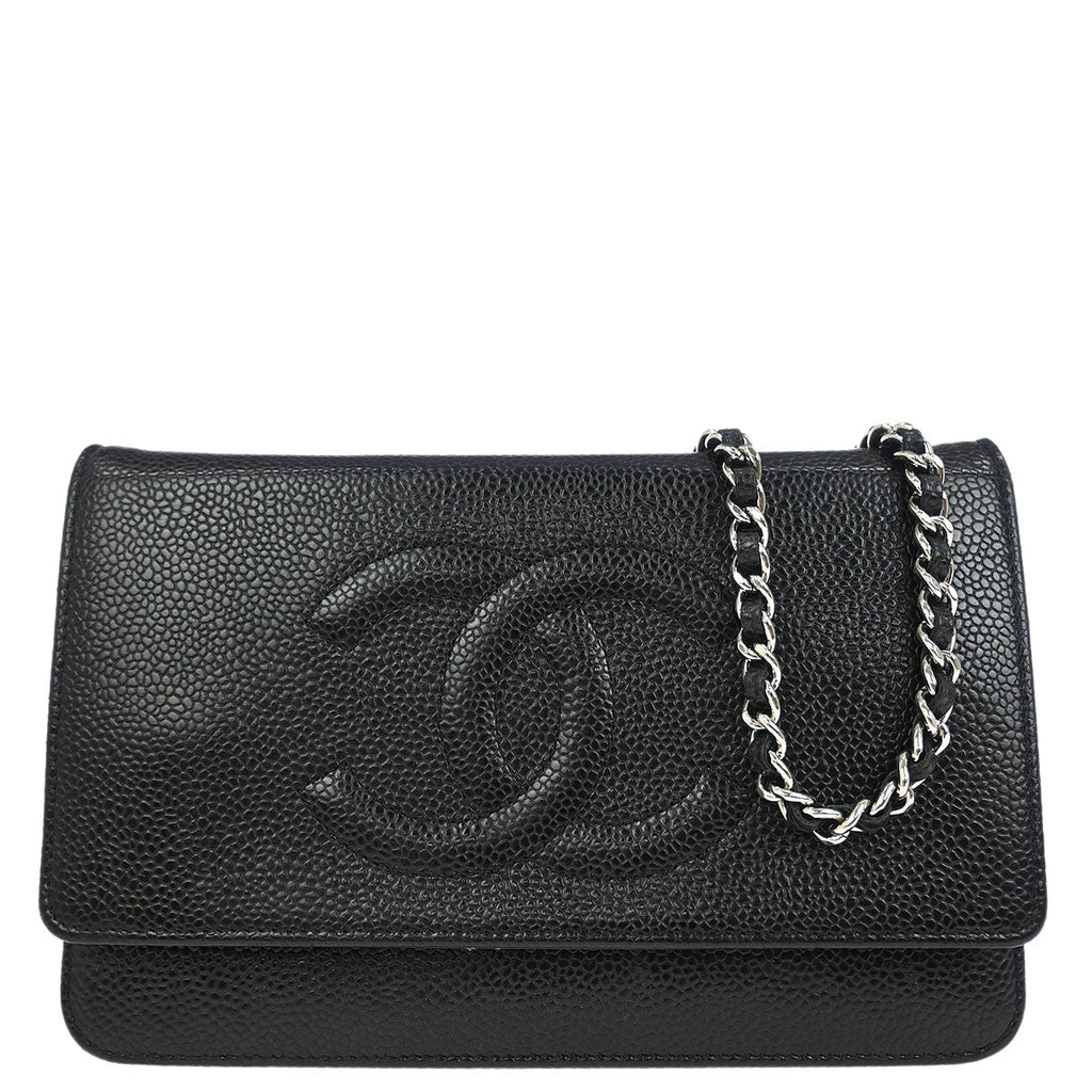 Chanel 2012 Black Caviar Timeless WOC Wallet on Chain Bag