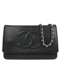 Chanel 2012 Black Caviar Timeless WOC Wallet on Chain Bag