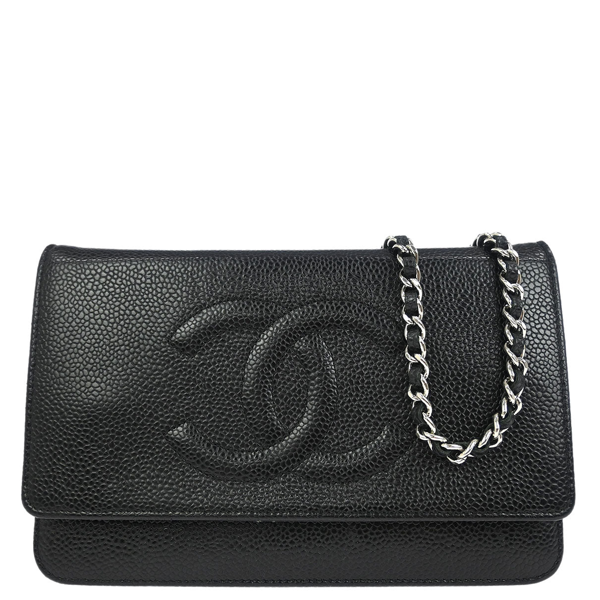 Chanel 2012 Black Caviar Timeless WOC Wallet on Chain Bag