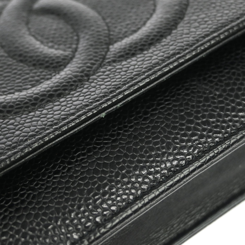 Chanel 2012 Black Caviar Timeless WOC Wallet on Chain Bag