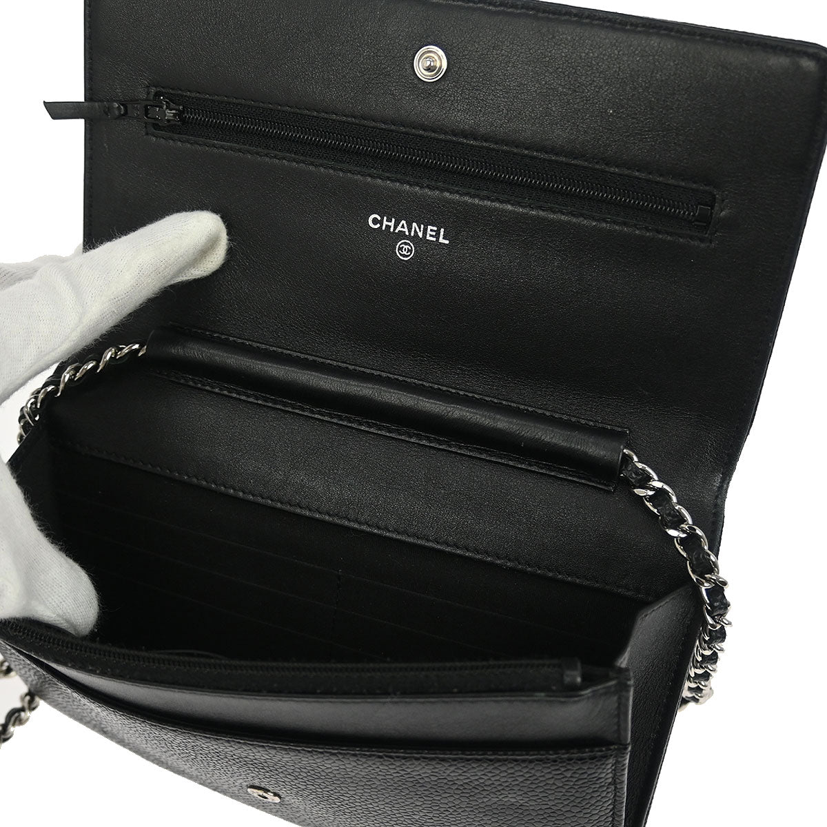 Chanel 2012 Black Caviar Timeless WOC Wallet on Chain Bag