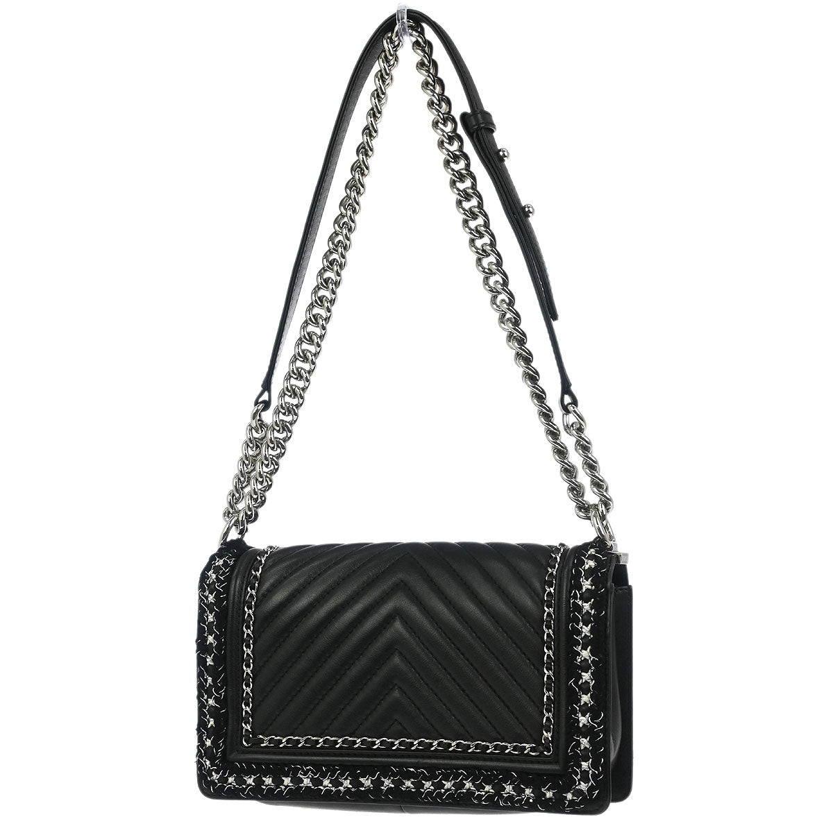 Boy Chanel 2017-2018 Black Calfskin Chevron Medium Shoulder Bag
