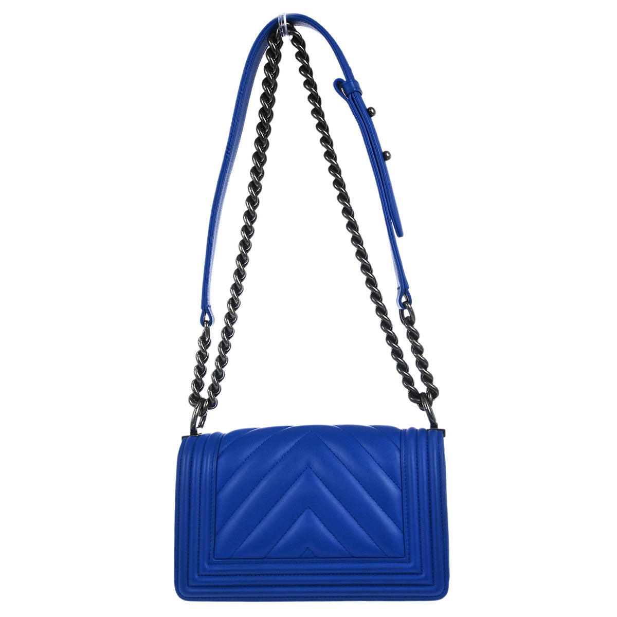 Boy Chanel 2016-2017 Blue Lambskin Chevron Small Chain Shoulder Bag