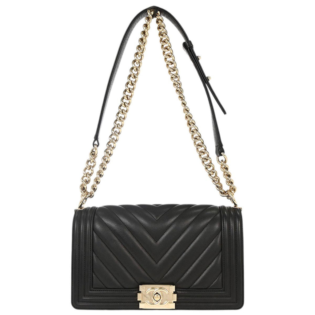 Boy Chanel 2019 Black Lambskin Chevron Medium Shoulder Bag