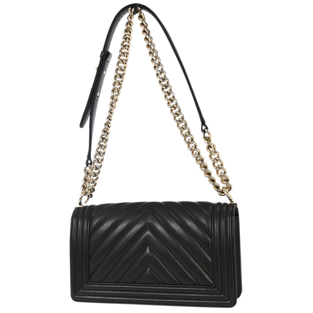 Boy Chanel 2019 Black Lambskin Chevron Medium Shoulder Bag