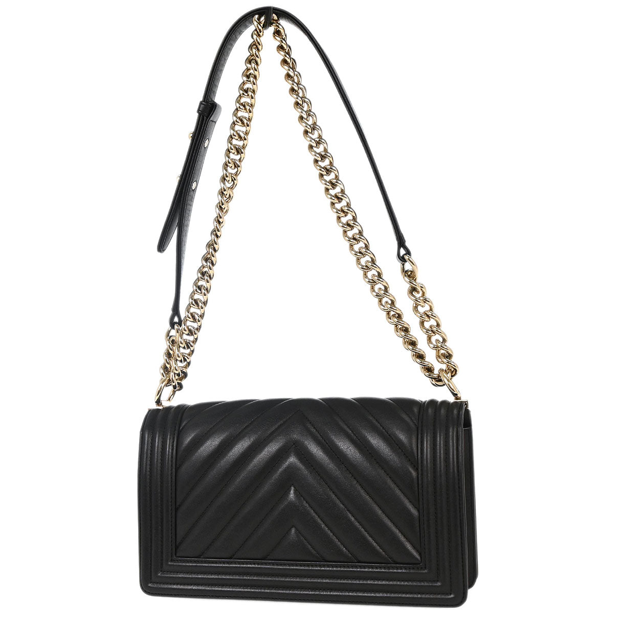 Boy Chanel 2019 Black Lambskin Chevron Medium Shoulder Bag