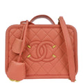Chanel 2019 Pink Caviar CC Filigree 2way Shoulder Vanity Handbag
