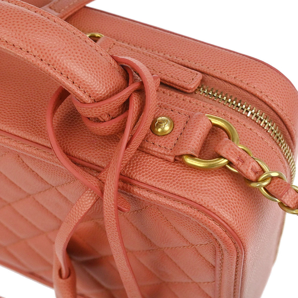 Chanel 2019 Pink Caviar CC Filigree 2way Shoulder Vanity Handbag