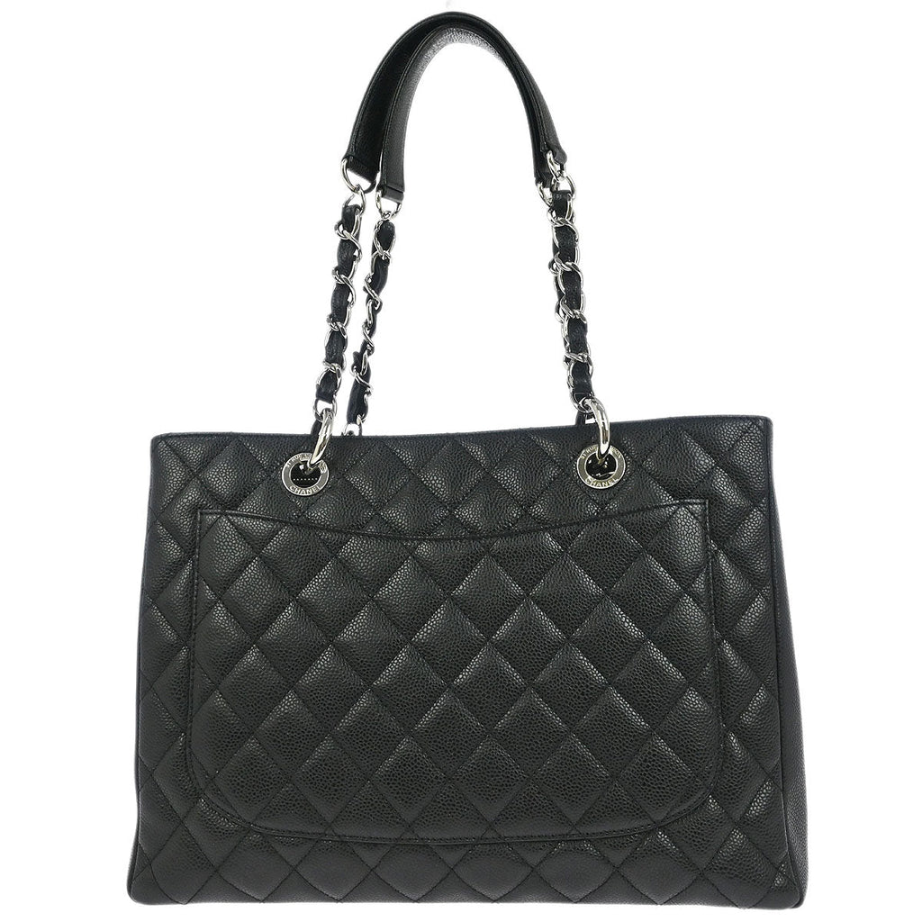 Chanel 2012 Black Caviar Grand Shopping Tote GST Chain Handbag