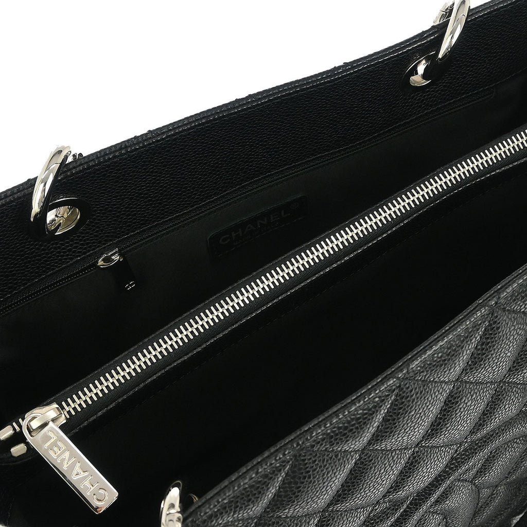 Chanel 2012 Black Caviar Grand Shopping Tote GST Chain Handbag