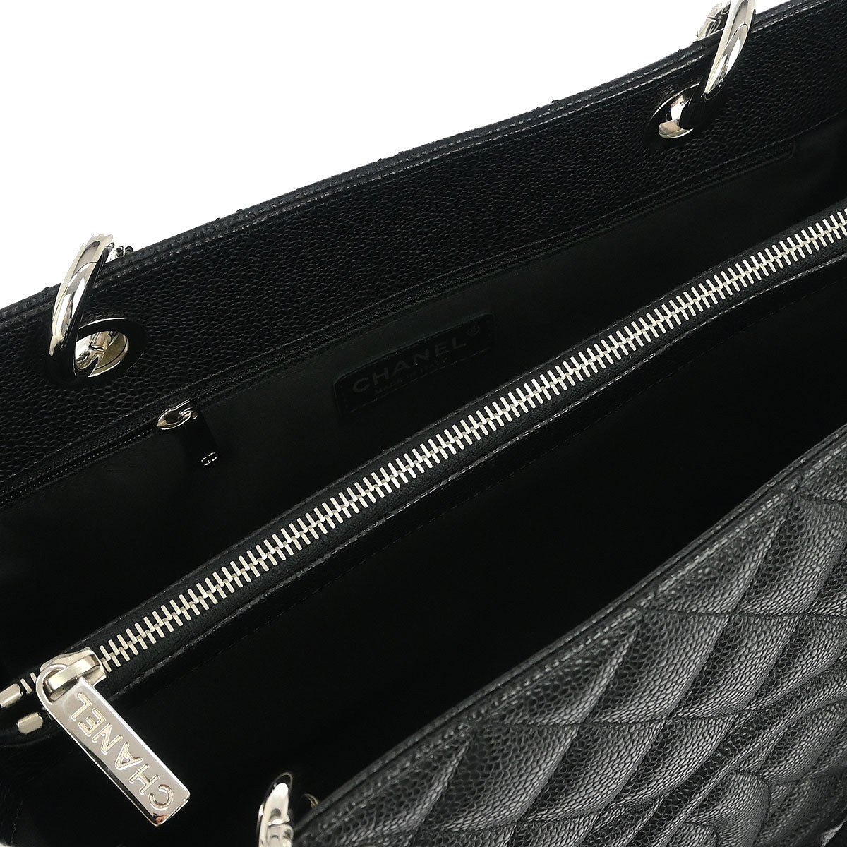 Chanel 2012 Black Caviar Grand Shopping Tote GST Chain Handbag