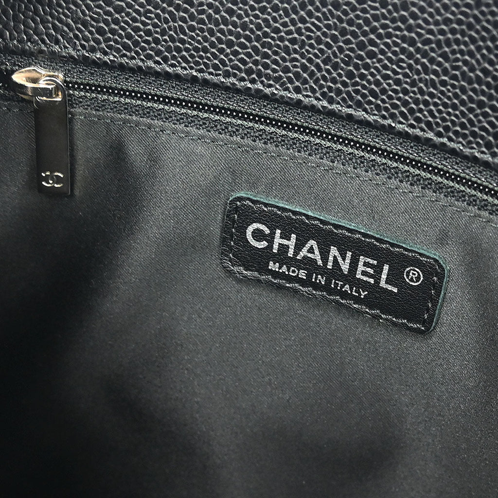 Chanel 2012 Black Caviar Grand Shopping Tote GST Chain Handbag