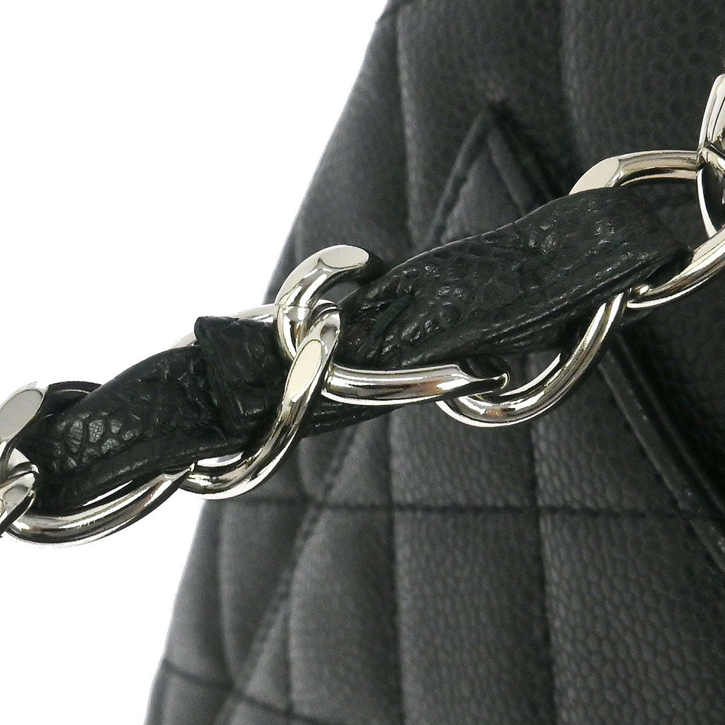 Chanel 2012 Black Caviar Grand Shopping Tote GST Chain Handbag