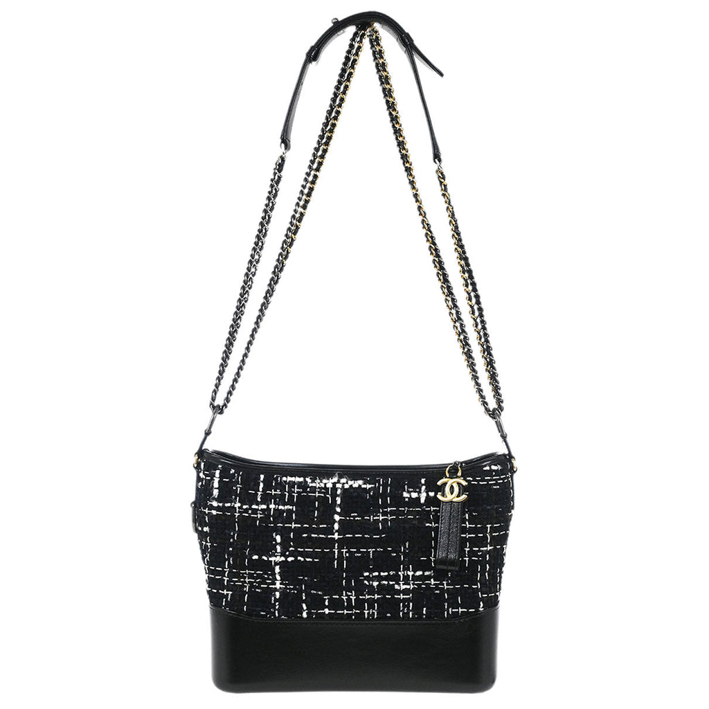 Chanel 2018-2019 Black Tweed Calfskin Large Gabrielle Shoulder Bag