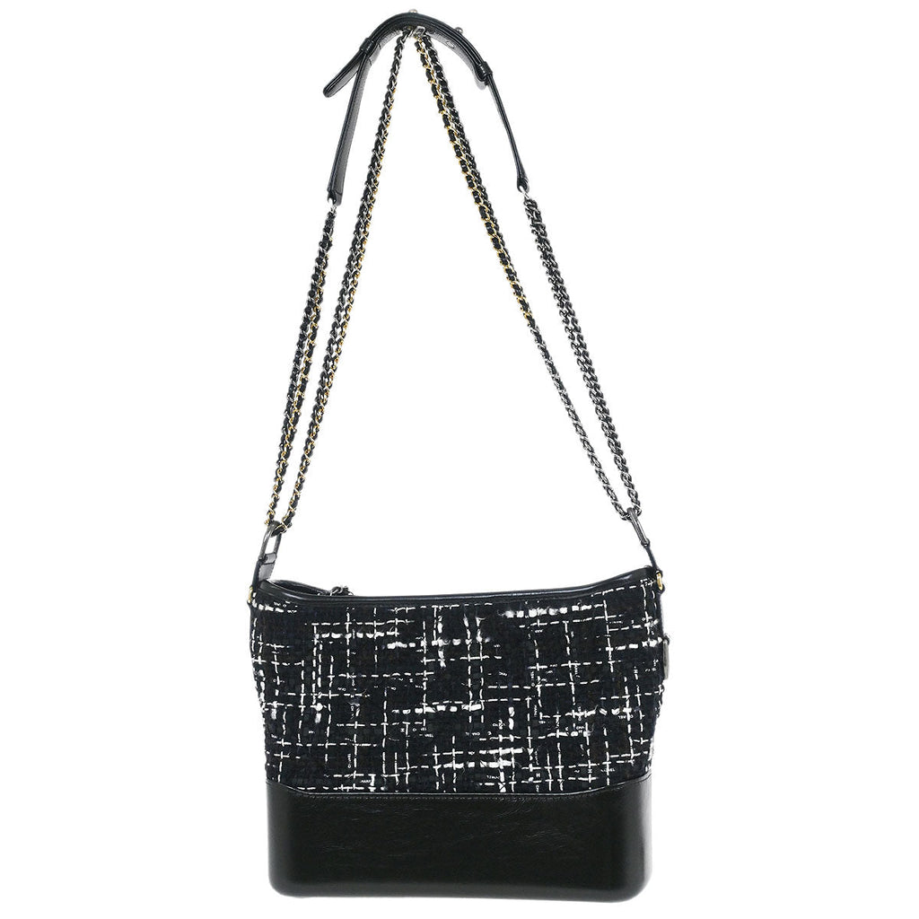 Chanel 2018-2019 Black Tweed Calfskin Large Gabrielle Shoulder Bag