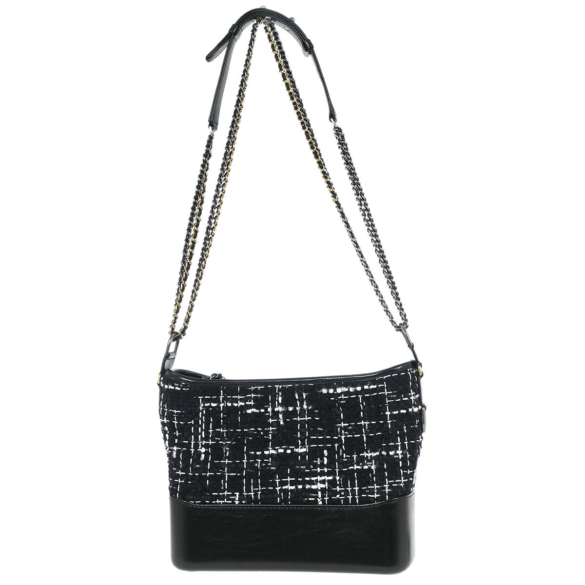 Chanel 2018-2019 Black Tweed Calfskin Large Gabrielle Shoulder Bag