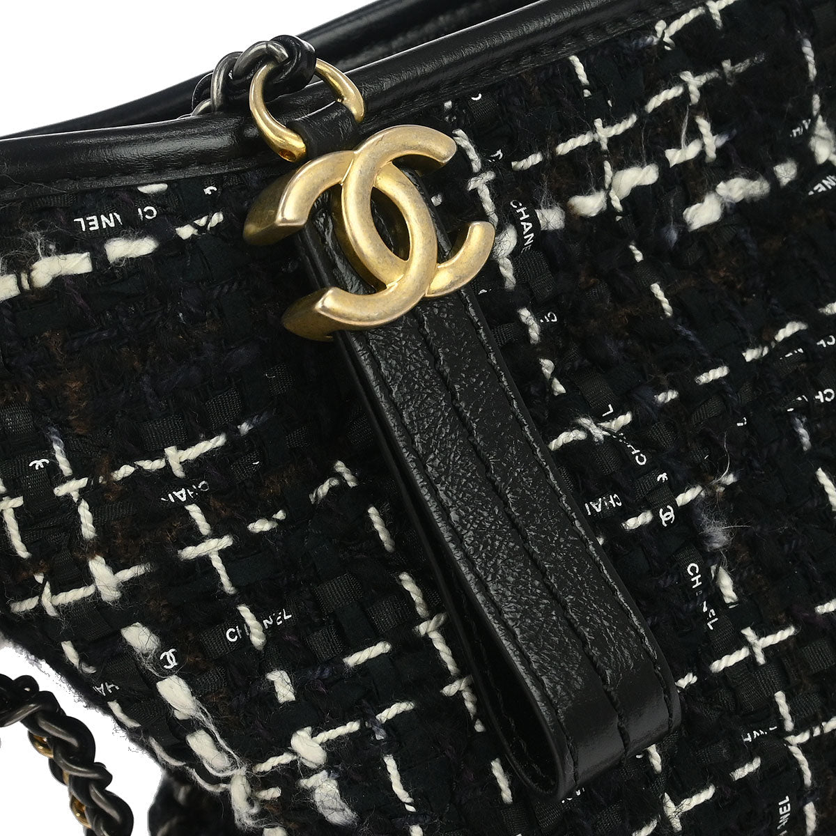 Chanel 2018-2019 Black Tweed Calfskin Large Gabrielle Shoulder Bag